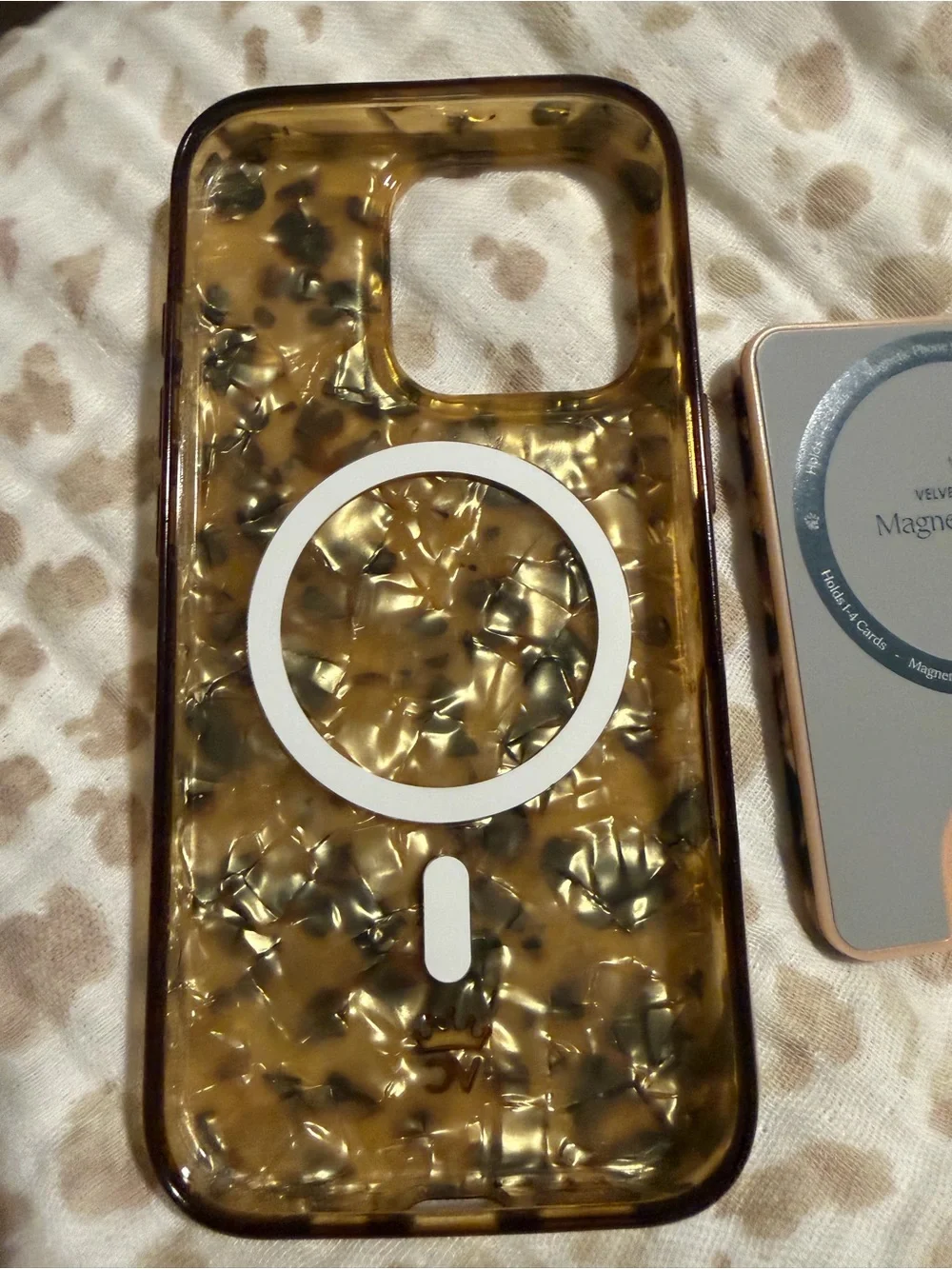 Velvet Caviar Tortoiseshell Glossy Phone Case and Card Holder - Brown & Black